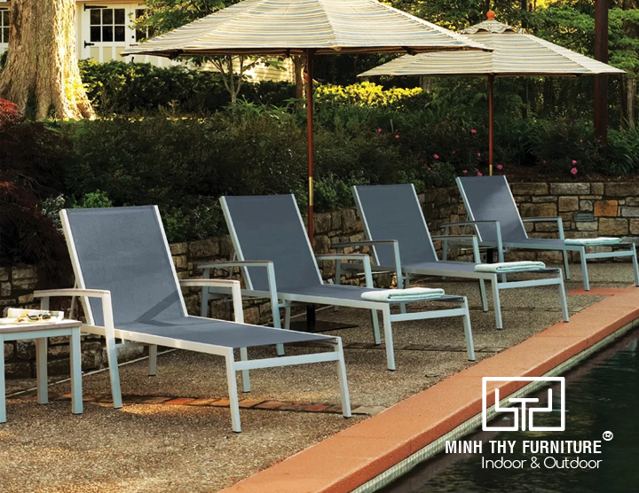 GHẾ HỒ BƠI HỢP KIM NHÔM VẢI LƯỚI TEXTILENE GVT13